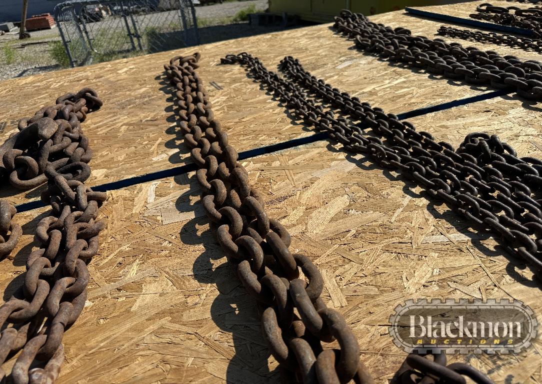 (1) CHAIN WITH LIFTING HOOKS,  14' X 5/8" & CHOKER CHAIN