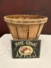 Fruit Basket with Home Grown Apples Sign