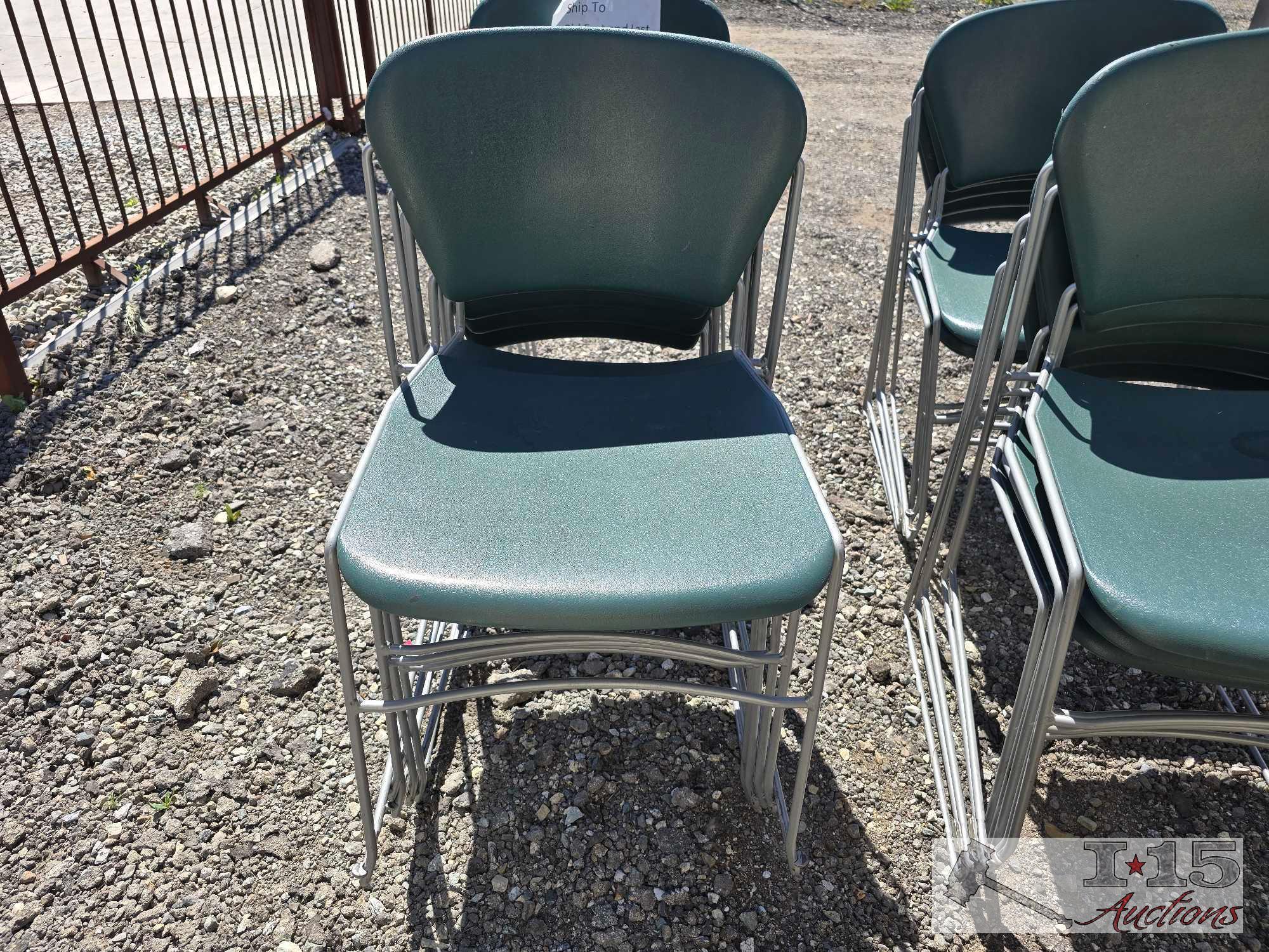 (20) Perry Metal Framed Chairs (Green/Gray)