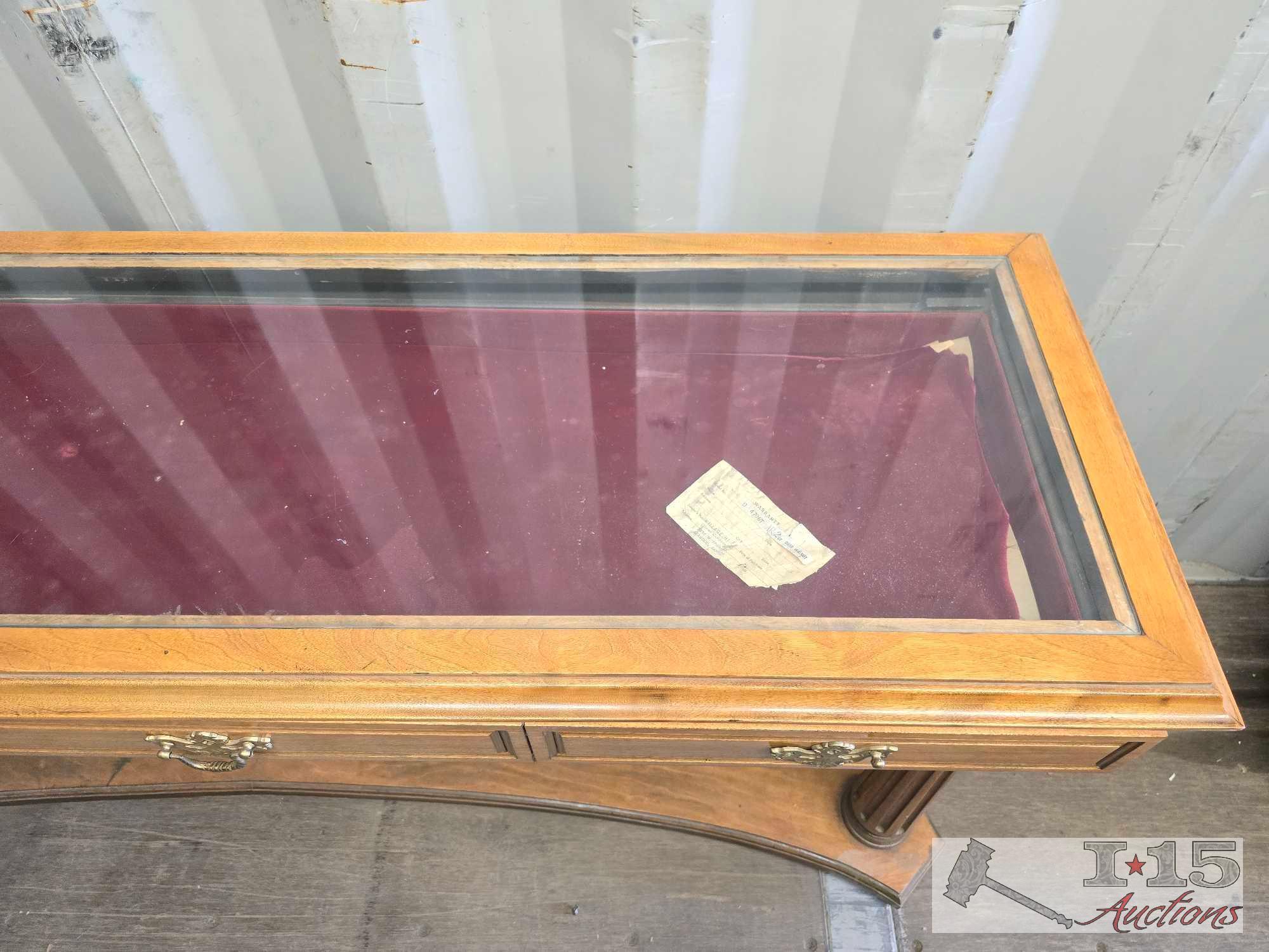 Glass Top Display Table with Pull Out Drawer