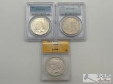 (3) 1922-1935 Silver Peace Dollars