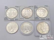 (6) 1922-1934 Silver Peace Dollars
