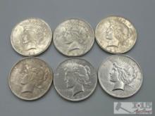 (6) 1922 Silver Peace Dollars
