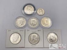 (7) Kennedy Half Dollars & (1) Washington Quarter