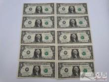 (10) 2001 $1 Sequential U.S. Bank Notes