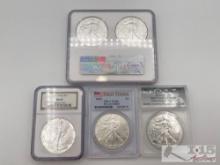 (5) .999 Fine Silver American Eagle Coins