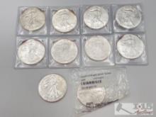 (10) .999 Fine Silver American Eagle Coins