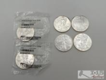 (6) .999 Fine Silver American Eagle Coins