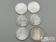 (6) 1 Troy Ounce .999 Fine Silver Coins