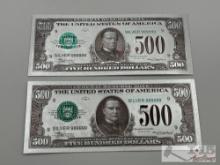 (2) 1928 $500 U.S. Silver Bank Notes