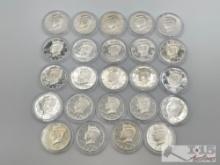 (24) 90% Silver Kennedy Half Dollar Coins