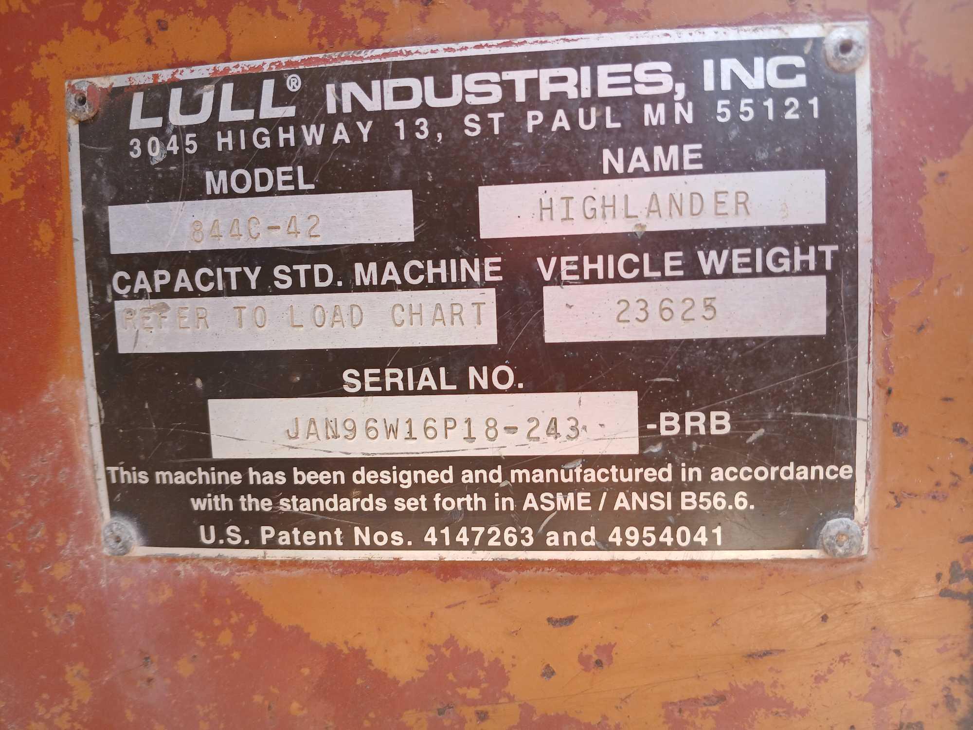 Lull 844C-42 Highlander Forklift *RECEIPT SERVES AS BILL OF SALE