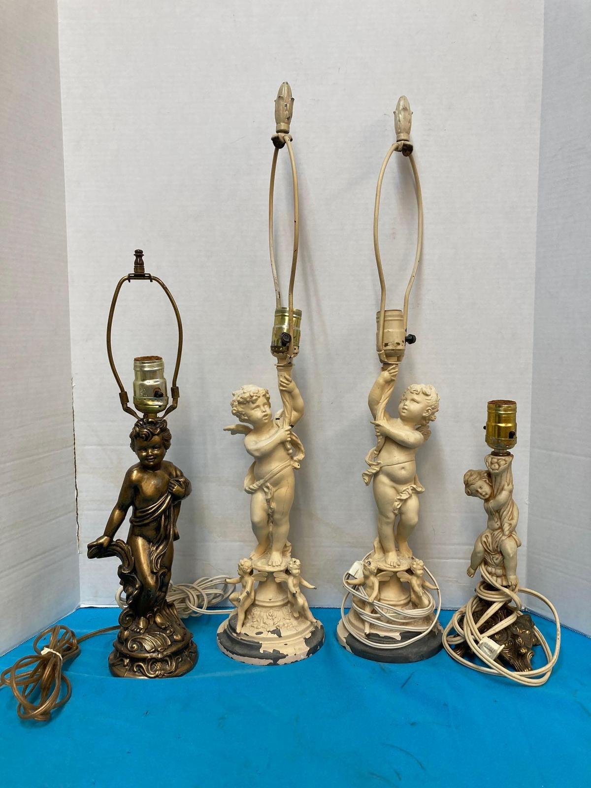 4 cherub lamps