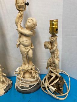 4 cherub lamps