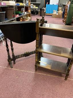 antique book shelf, Petitte drop side occasional table