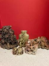 5 beautiful soapstone vases pieces