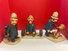 3 Pinkerton police chalkware figures