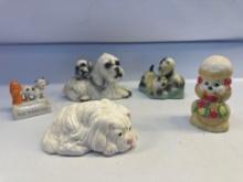 5 Porcelain/ Ceramic Dog Lot Figurines