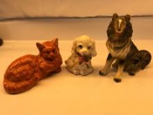 2 Dog and 1 Cat Figurines