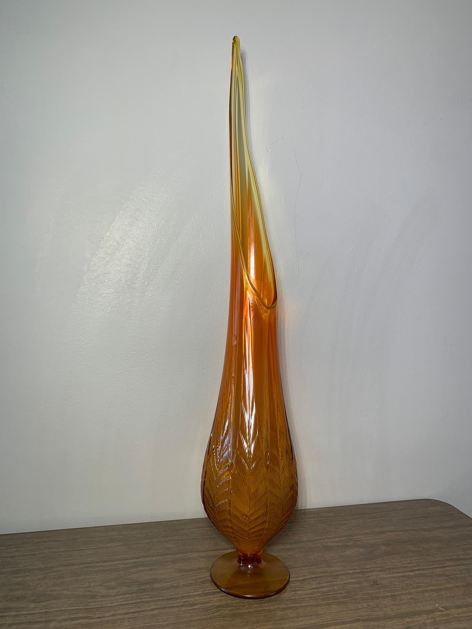 Flame Orange Swung Vase- Manufacture Unknown