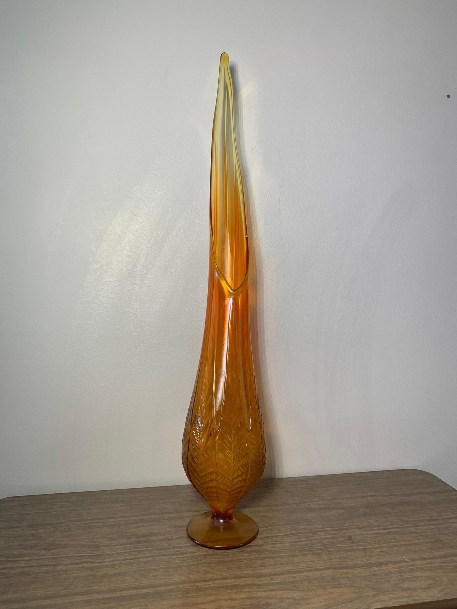 Flame Orange Swung Vase- Manufacture Unknown