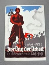 Nazi German - Austrian Propaganda Postcard 1938 May Day RDF festival in Carinthia