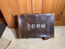 Large Antique Leather Suitcase