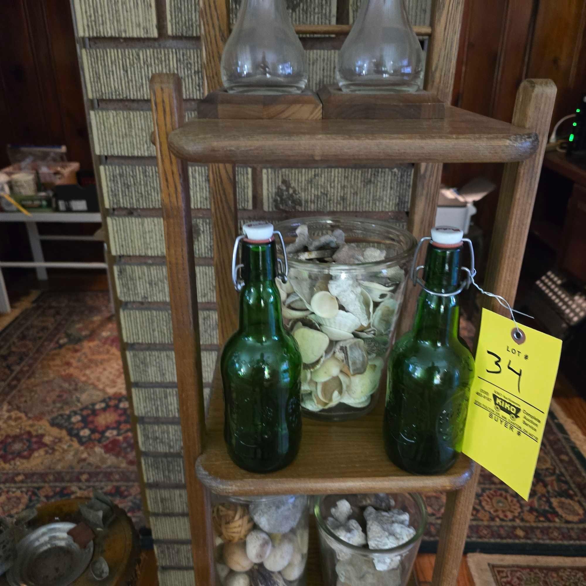 Contents of Display Shelves - Seashells, Coral Pieces, Glassware & Stoneware