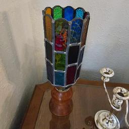 Metal Candlesticks, Decorative Glass Ashtray, & Stained Glass Candle Holder