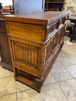 Ornate 1940s Mexican Walnut Buffet Server