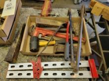 Wedges, Pry bars, Pipe wrench, Mallet, Wood Vise