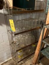 Metal Shelf & Contents - Glass Jars & Canning Items