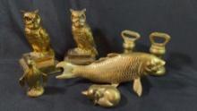 Vintage Brass Owl Bookends Fish fox and more lot