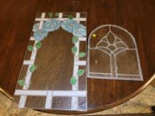 Pair of small vintage lead glass windows