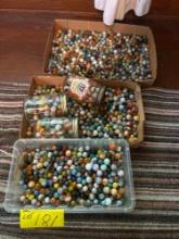 3 jars and 3 boxes of marbles