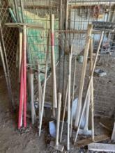 Assortment of Yard Tools - Rakes, Shovels, Hammers, & more