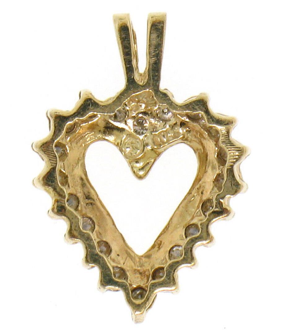 Classic Petite 10K Yellow Gold 0.46 ctw Diamond Framed Open Heart Charm Pendant