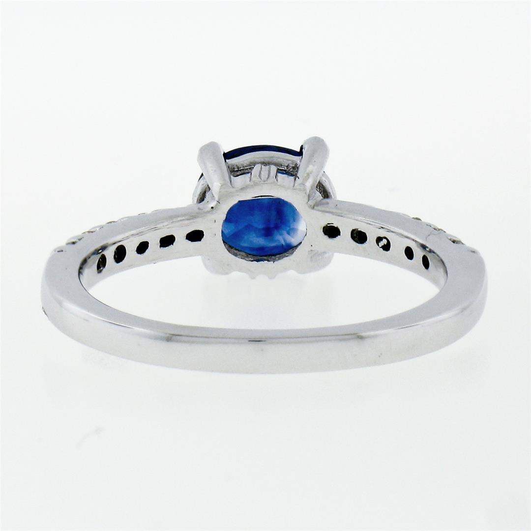 NEW 14K White Gold 1.30 ctw GIA Oval Sapphire Solitaire & Diamond Engagement Rin