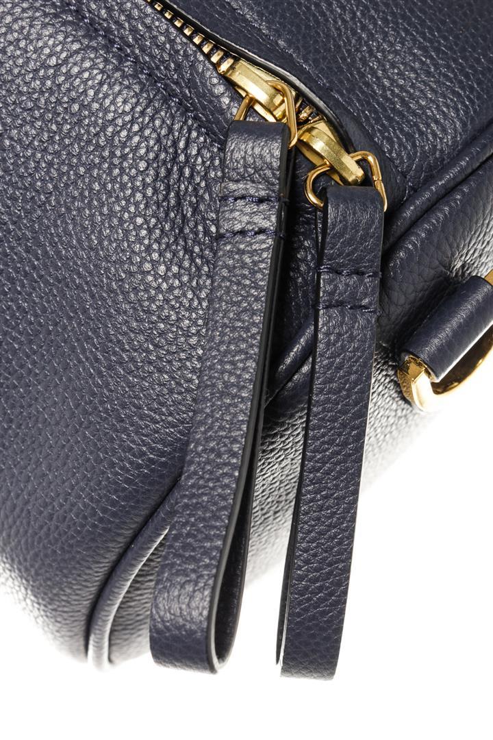 Mansur Gavriel Navy Blue Lambskin Leather Mini Duffle Shoulder Bag