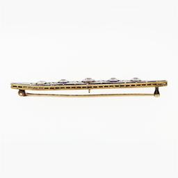 Antique Edwardian Krementz 14k Gold Filigree Milgrain Old Diamond Bar Pin Brooch