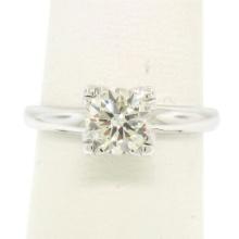 Vintage 14k White Gold 0.83 ctw I VVS2 Round Brilliant Cut Diamond Solitaire Rin