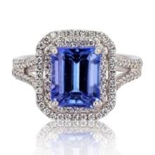 3.54 ctw Tanzanite and 0.67 ctw Diamond Platinum Ring