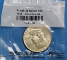 1954 Franklin Half Silver Dollar Coin