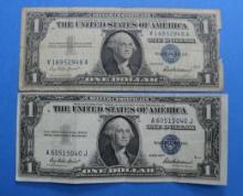 Lot of 2 - Silver Certificate One Dollar Bills $1