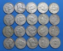 Lot of 20 90% Silver Ben Franklin Half Dollars $10 Face Value