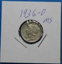 1936-D Silver Mercury Dime