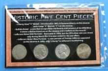 US Nickel History Set - includes 4 Nickels
