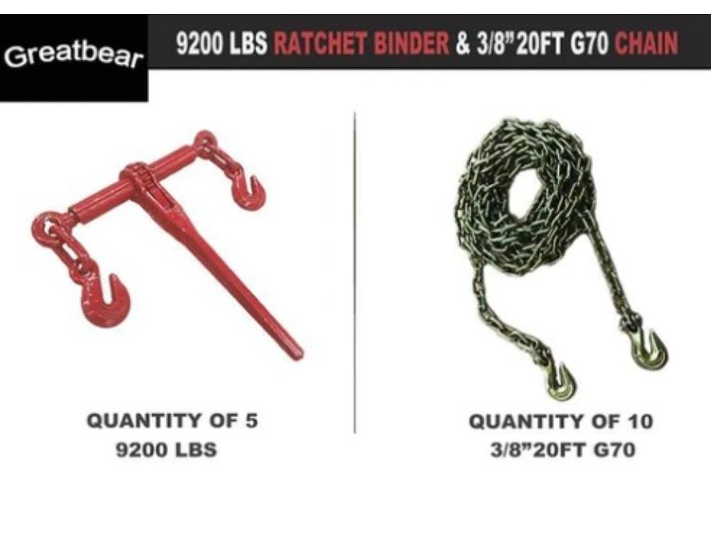 10 Greatbear 3/8" Chains w/ 5 Ratchet Binders