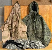 Gander Mountain Climate Performance Rain Wear (Med-Lg), Black Hawk Cold Weather Trousers, Desert Cam