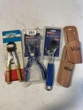Westward 10" Wrench & 8" Long Nose Pliers, Steelcraft Utility Cutter W/ Leather Pouch